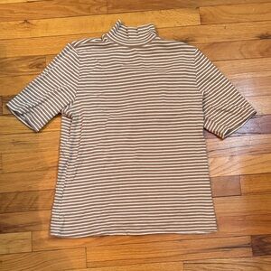 LOFT Striped High Neck Ribbed Top